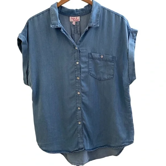 Hester & Orchard Chambray Sleeveless Button Front Top Women’s Large - Picture 10 of 10